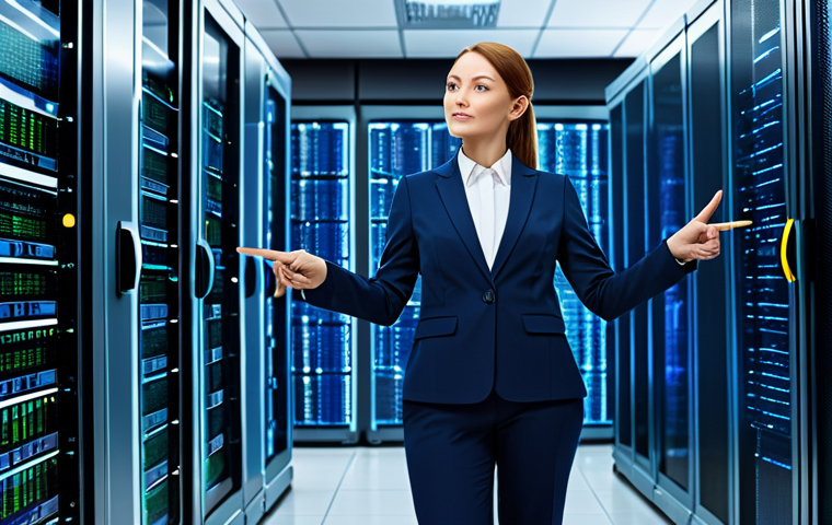 **

"A professional woman, fully clothed in a navy blue business suit, stands in a modern, brightly lit data center. Rows of servers blink in the background. She's pointing to a holographic display showing a network security diagram. Safe for work, appropriate content, professional, perfect anatomy, natural proportions, high-quality rendering."

**