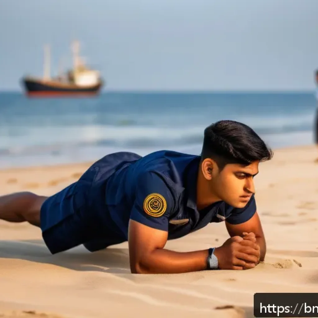 해군 입대 조건 및 절차 - A young Bengali male naval recruit in a neat, official navy uniform performing physical fitness exer...