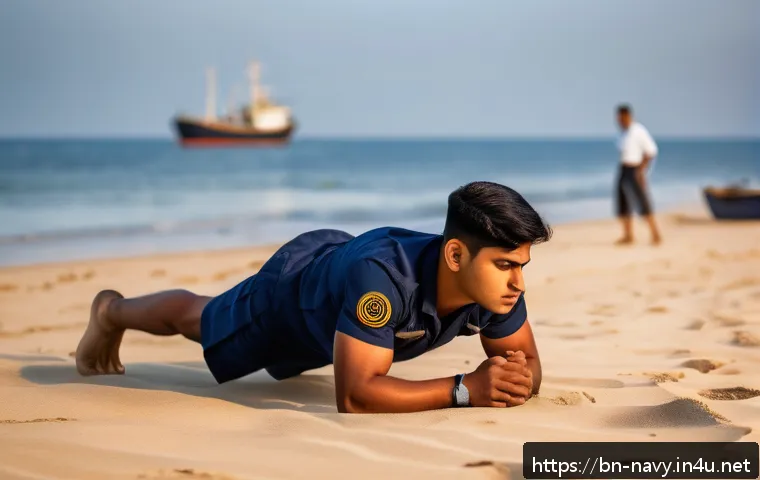 해군 입대 조건 및 절차 - A young Bengali male naval recruit in a neat, official navy uniform performing physical fitness exer...