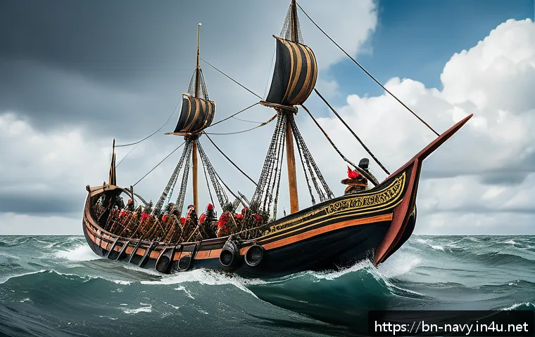해군의 역사와 발전 과정 - An ancient naval battle scene featuring small wooden boats with warriors wearing traditional Bengali...